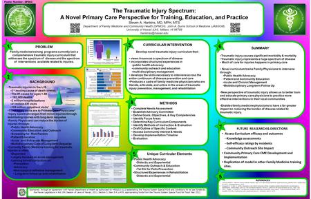 The Traumatic Injury Spectrum: A Novel Primary Care Perspective for Training, Education, and Practice Steven A. Hankins, MD, MPH, MTS Department of Family.