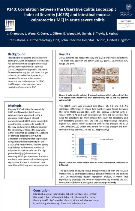 Background Predicting the outcome of acute severe colitis (ASC) with endoscopic information has been examined using the Ulcerative Colitis Endoscopic index.