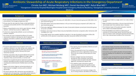 Antibiotic Stewardship of Acute Respiratory Infections in the Emergency Department Acute respiratory infections are a common conditions encountered in.