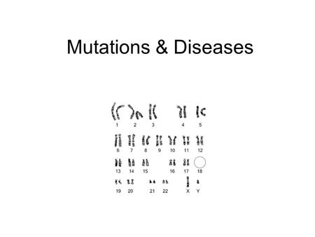 Mutations & Diseases. Missing 1 chromosome LETHAL! Results from non- disjunction- _________________ _______________ Miscarriage Pg. 401.