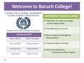 Welcome to Baruch College! 1 ADVISEMENT SESSION AGENDA  Welcome! Your Baruch College Journey begins today  The Pathways Curriculum  Baruch Majors and.