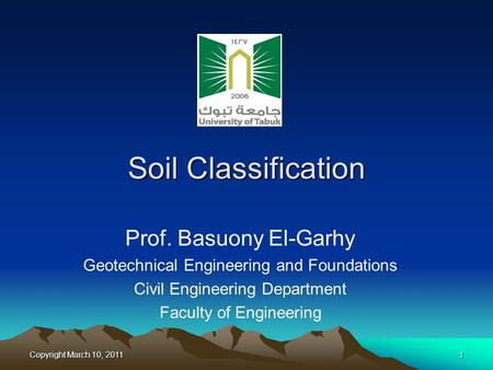 Soil Classification Prof. Basuony El-Garhy