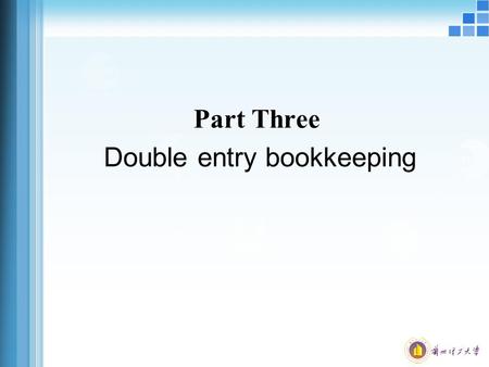 Double entry bookkeeping