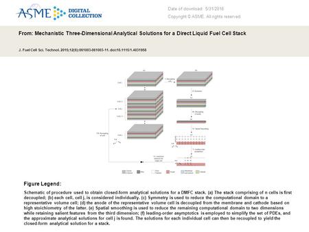 Date of download: 5/31/2016 Copyright © ASME. All rights reserved. From: Mechanistic Three-Dimensional Analytical Solutions for a Direct Liquid Fuel Cell.