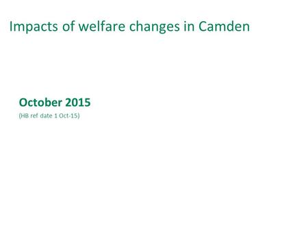 Impacts of welfare changes in Camden October 2015 (HB ref date 1 Oct-15)