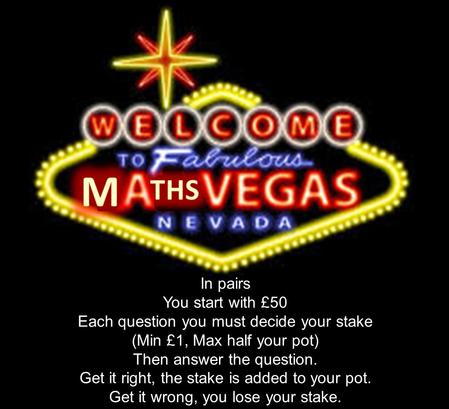 In pairs You start with £50 Each question you must decide your stake (Min £1, Max half your pot) Then answer the question. Get it right, the stake is added.