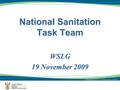 National Sanitation Task Team WSLG 19 November 2009 1.