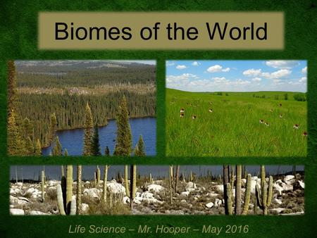 Biomes of the World Life Science – Mr. Hooper – May 2016.