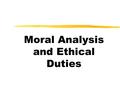 Moral Analysis and Ethical Duties Business Ethics: What Does It Really Mean? Expected and Actual Levels of Business Ethics Ethical Problem Society’s.