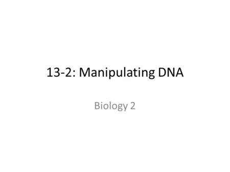 13-2: Manipulating DNA Biology 2. Until very recently breeders could not change the DNA of the plants/animals they were breeding Scientists use DNA structure.