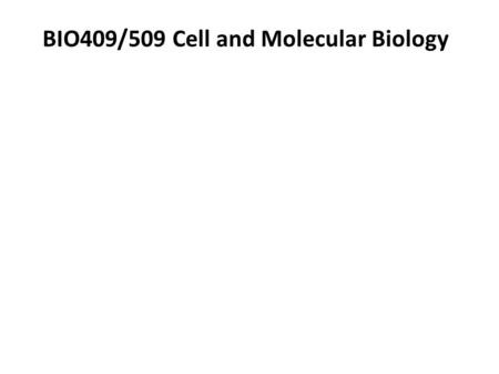 BIO409/509 Cell and Molecular Biology. You don’t need to hand in corrected answers for Exam #2.