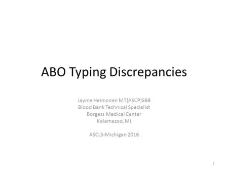 ABO Typing Discrepancies