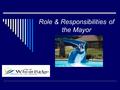 Role & Responsibilities of the Mayor. Background  Second Term as Mayor  Served on City Council for 3 terms (10 years) representing District I  Professional.