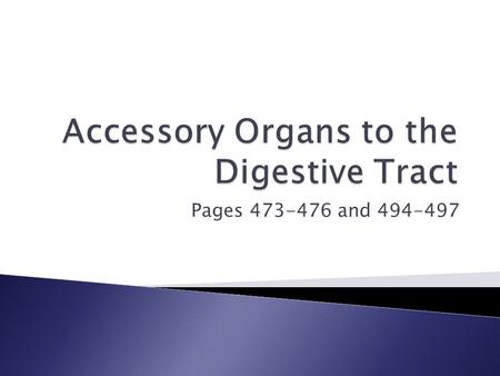 Pages 473-476 and 494-497.  Teeth – mechanical digestion through mastication  Salivary glands – parotid, submandibular, sublingual ◦ Secrete saliva,