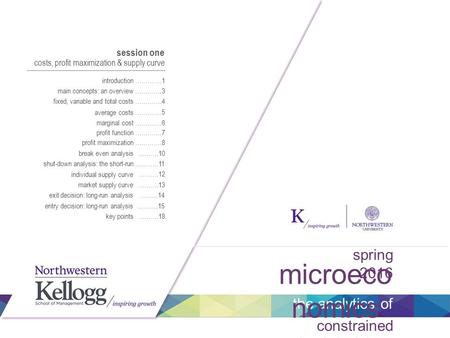 The analytics of constrained optimal decisions microeco nomics spring 2016 costs, profit maximization & supply curve ………….1introduction ………….3 main concepts: