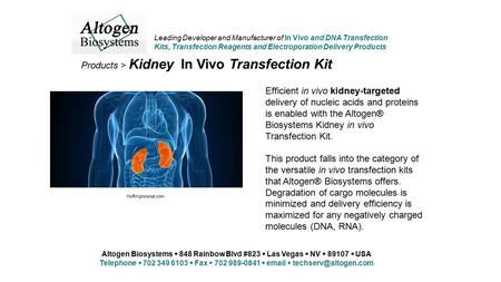 Altogen Biosystems  848 Rainbow Blvd #823  Las Vegas  NV  89107  USA Telephone  702 349 6103  Fax  702 989-0841   