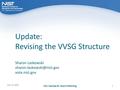 Update: Revising the VVSG Structure Sharon Laskowski vote.nist.gov April 14, 2016 EAC Standards Board Meeting 1.