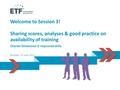 Welcome to Session 3! Sharing scores, analyses & good practice on availability of training Charter Dimension 3: Improved skills Brussels, 27 June 2012.