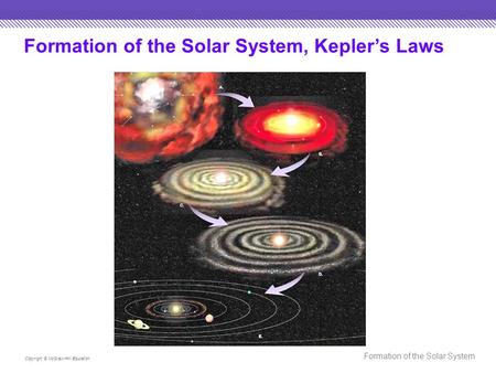 Formation of the Solar System, Kepler’s Laws Copyright © McGraw-Hill Education Formation of the Solar System.