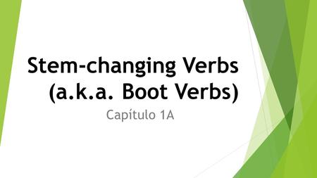 Stem-changing Verbs (a.k.a. Boot Verbs) Capítulo 1A.