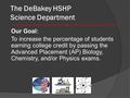 The DeBakey HSHP Science Department Our Goal: To increase the percentage of students earning college credit by passing the Advanced Placement (AP) Biology,