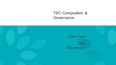 Chris Price TSC Chairperson TSC Composition & Governance 1.