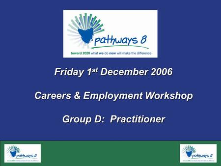 Friday 1 st December 2006 Careers & Employment Workshop Group D: Practitioner.