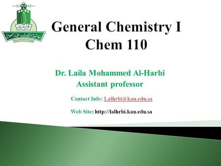 General Chemistry I Chem 110