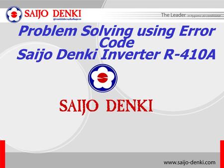 Problem Solving using Error Code Saijo Denki Inverter R-410A