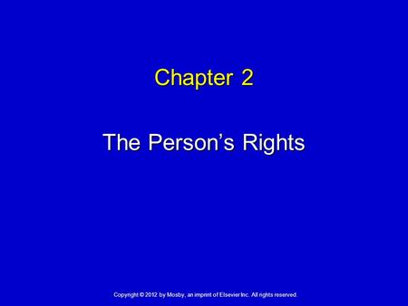 Chapter 2 The Person’s Rights