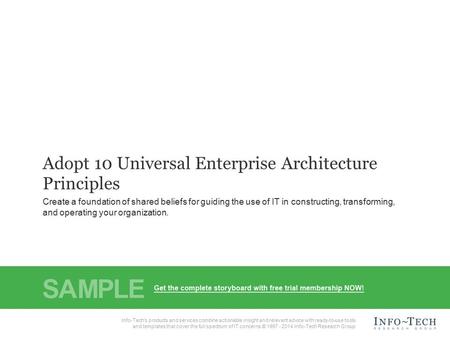 Info-Tech Research Group1 1 Headline / Subhead Vertical pacing V4 Info-Tech Research Group, Inc. Is a global leader in providing IT research and advice.