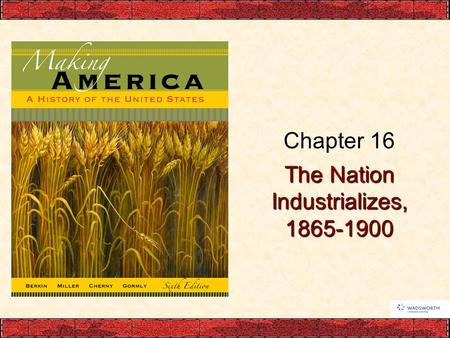 The Nation Industrializes, 1865-1900 Chapter 16. Foundations for Industrialization Resources, Skills, Capital, and New Federal Policies –Abundant natural.