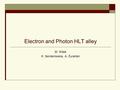 Electron and Photon HLT alley M. Witek K. Senderowska, A. Żurański.