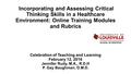 Incorporating and Assessing Critical Thinking Skills in a Healthcare Environment: Online Training Modules and Rubrics Celebration of Teaching and Learning.