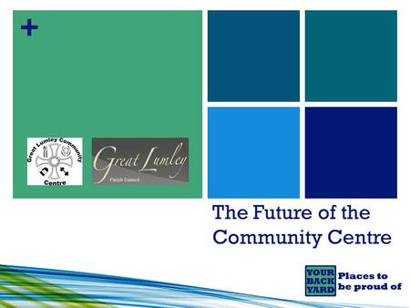 + The Future of the Community Centre. + What we did Test the feasibility of running the Centre without the County Council Building survey Consultation.