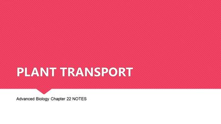 PLANT TRANSPORT Advanced Biology Chapter 22 NOTES.