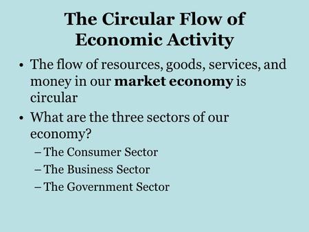 The Circular Flow of Economic Activity