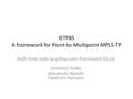 IETF85 A framework for Point-to-Multipoint MPLS-TP draft-hmk-mpls-tp-p2mp-oam-framework-01.txt Yoshinori Koike Masatoshi Namiki Takafumi Hamano.