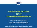 H2020 ICT WP 2014-2015 ICT 17 Cracking the language barrier Aleksandra Wesolowska Unit G.3 - Data Value Chain H2020-LEIT-ICT WP2014-15 pending Commission.