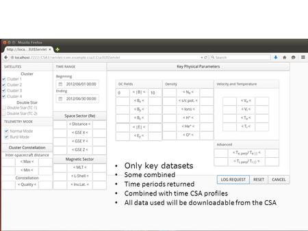 5. CSA data mining: Alpha version Only key datasets Some combined Time periods returned Combined with time CSA profiles All data used will be downloadable.