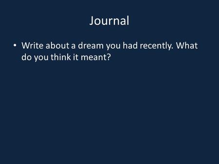 Journal Write about a dream you had recently. What do you think it meant?