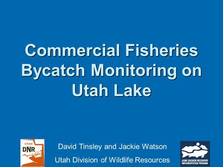 Commercial Fisheries Bycatch Monitoring on Utah Lake David Tinsley and Jackie Watson Utah Division of Wildlife Resources.