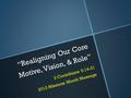 “Realigning Our Core Motive, Vision, & Role” 2 Corinthians 5:14-21 2013 Missions Month Message.