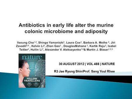 30 AUGUST 2012 | VOL 488 | NATURE R3 Jae Ryung Shin/Prof. Sang Youl Rhee.