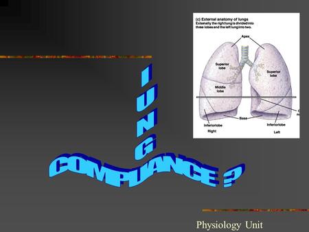 L U N G COMPLIANCE ? Physiology Unit.