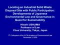 Locating an Industrial Solid Waste Disposal Site with Public Participation: Developments of Japanese Environmental Law and Governance in Quest for Sustainability.