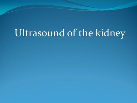 Ultrasound of the kidney