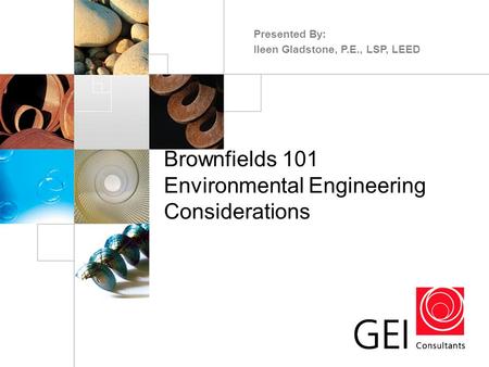 Brownfields 101 Environmental Engineering Considerations Presented By: Ileen Gladstone, P.E., LSP, LEED.