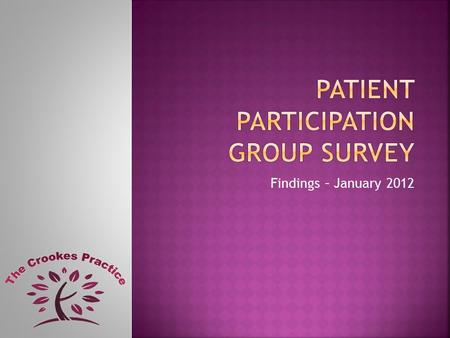 Findings – January 2012.  Respondents  Access to the practice  Repeat prescription service  Test results  Practice staff  Overall satisfaction 