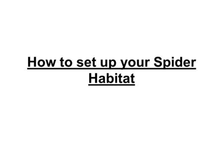 How to set up your Spider Habitat. Spider Habitat Remove the label. Save the cap.